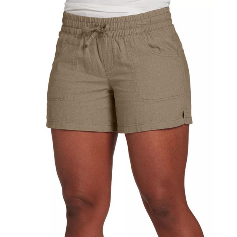 Summer Women's Pants Elastic High Waist Large Pockets Casual Sports Shorts