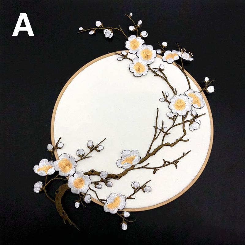 Plum Blossom Flower Applique Clothing Embroidery Patch Fabric Sticker Iron On Patch DIY Craft Repair Clothes Sewing Accessories