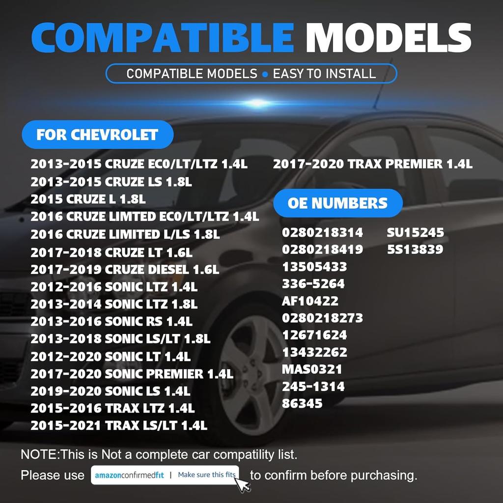 12671624 Mass Air Flow Sensor Meter MAF Sensor for Chevy Cruze 2013- Sonic 2012- Trax 2015- Buick Encore 2013- Verano 2012-2017