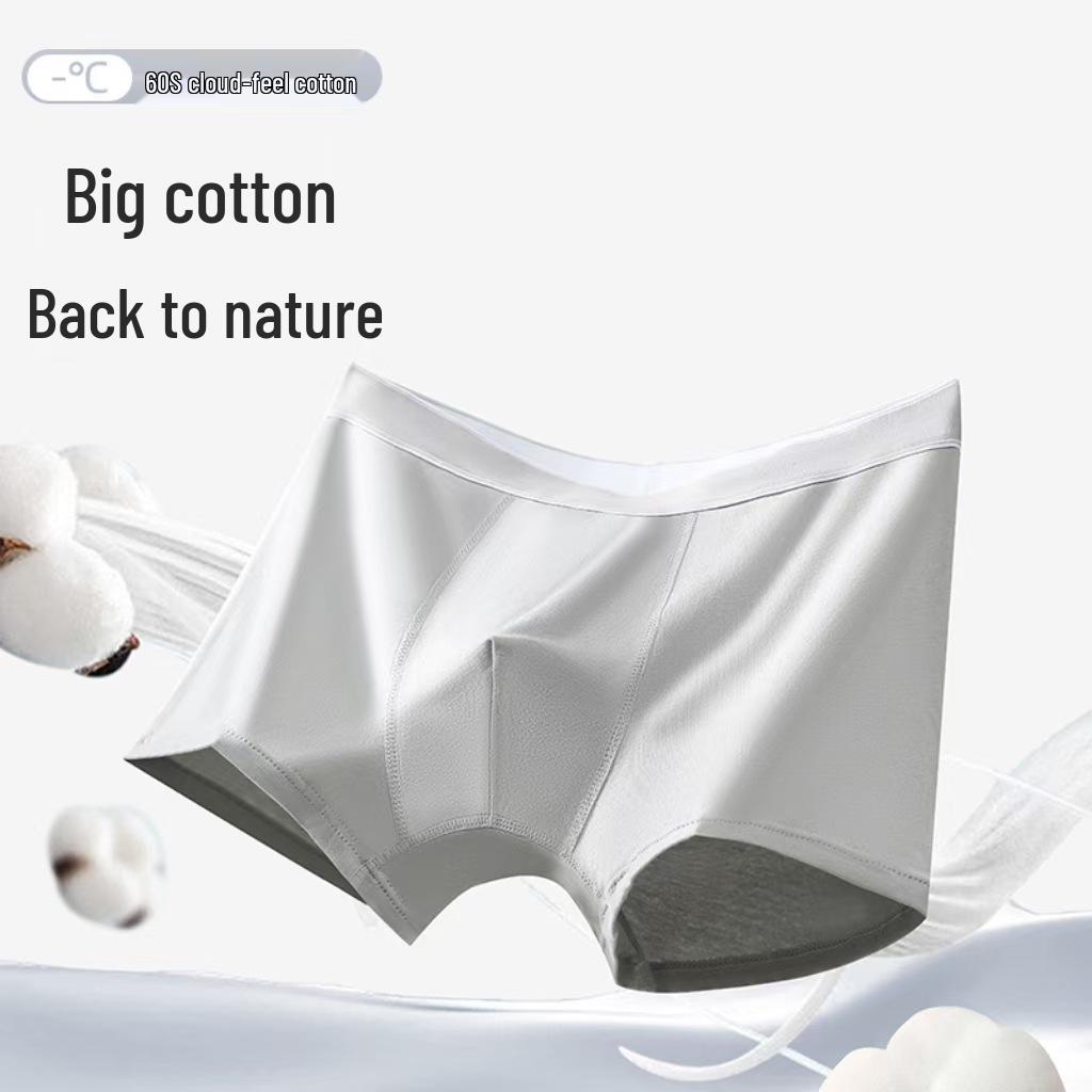 Мужские бесшовные трусы-боксеры средней посадки - Хлопок 60-х годов с длинным волокном с графеновой антибактериальной ластовицей, дышащие и из чистого хлопка