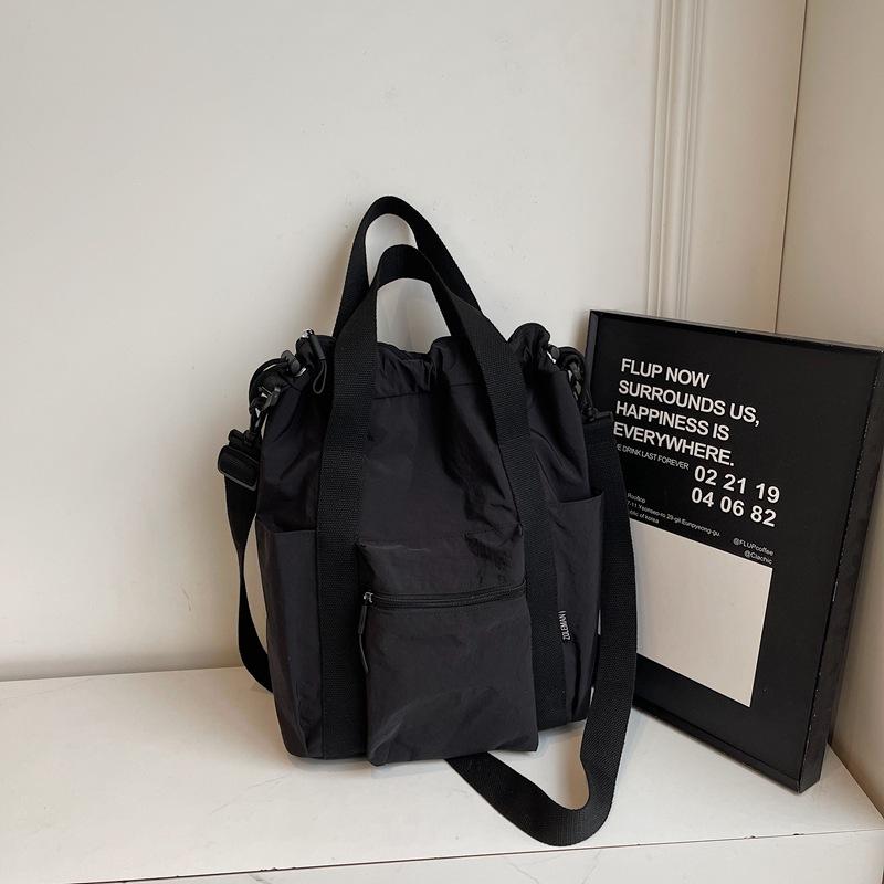 Large Capacity Commuter Tote Bag Women's Summer 2025 New Canvas Shoulder Messenger Bag Multi-function Lightweight Backpack