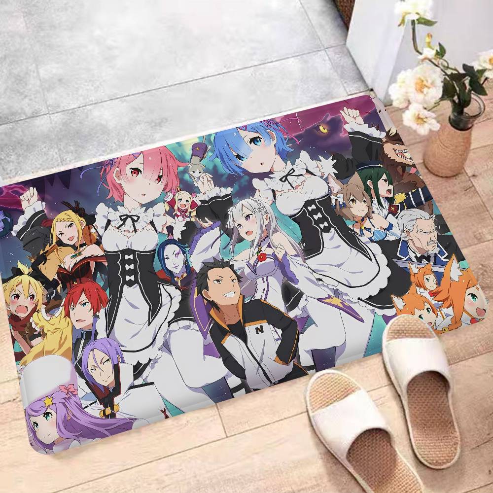 Аниме RE ZERO Кухонный коврик Детская комната Спальня Декорация Балкон Противоскользящий Придверный коврик Гостиная Альфомбра