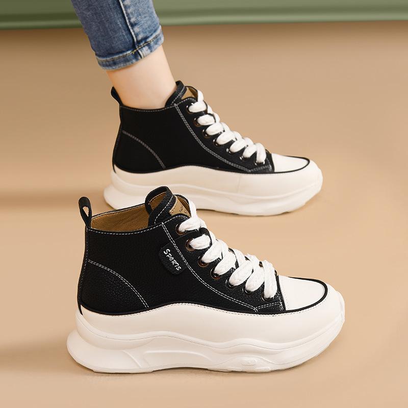 Осенние новые женские модные повседневные туфли на платформе и платформе с молнией, белые туфли с высоким берцем