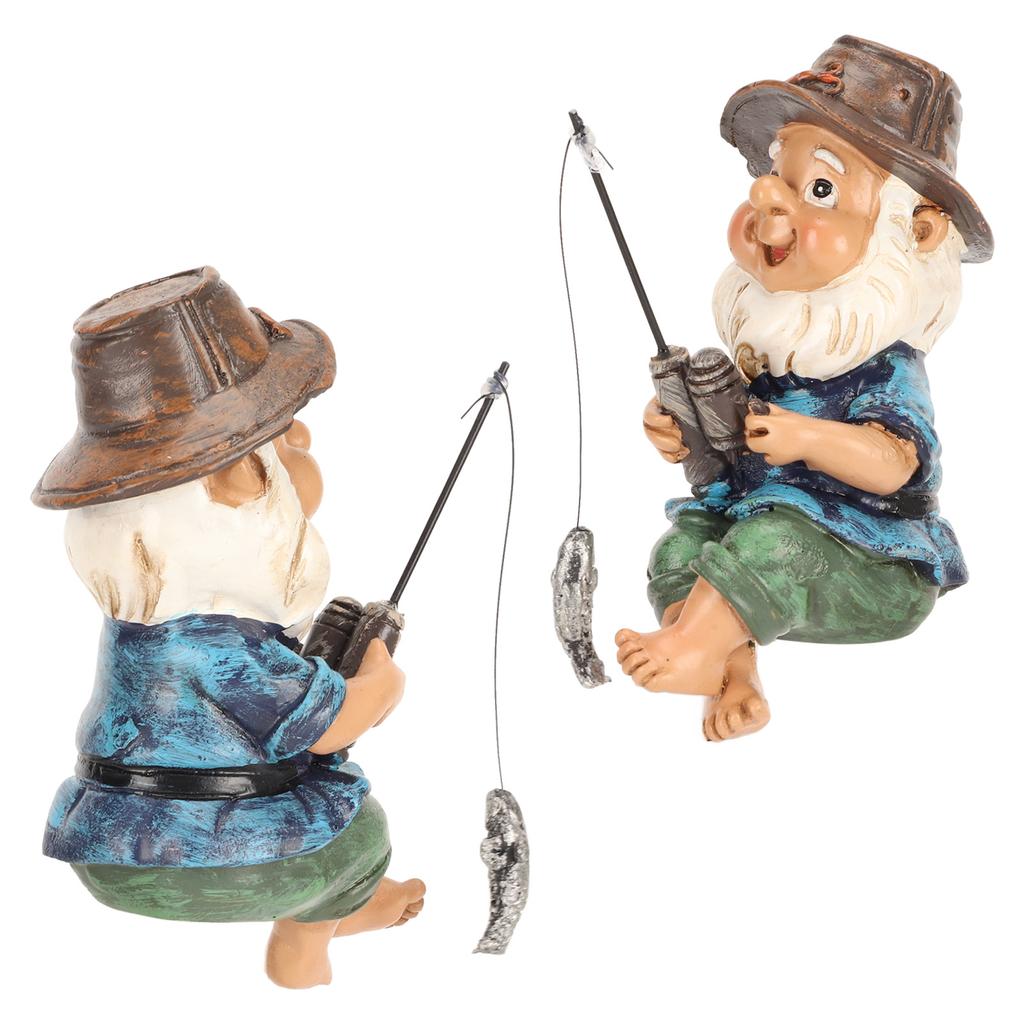 Fishing Gnome Sitter Funny UV Resistant Resin Decorative Outdoor Garden Lawn Gnome for Yard Outdoor Garden Gnome