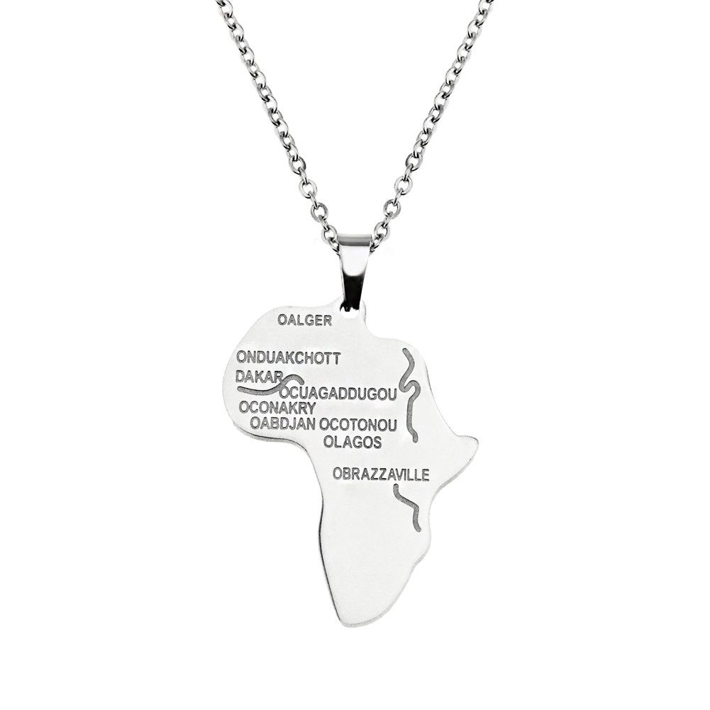 Ожерелье с подвеской в виде карты Африки из нержавеющей стали золотого цвета