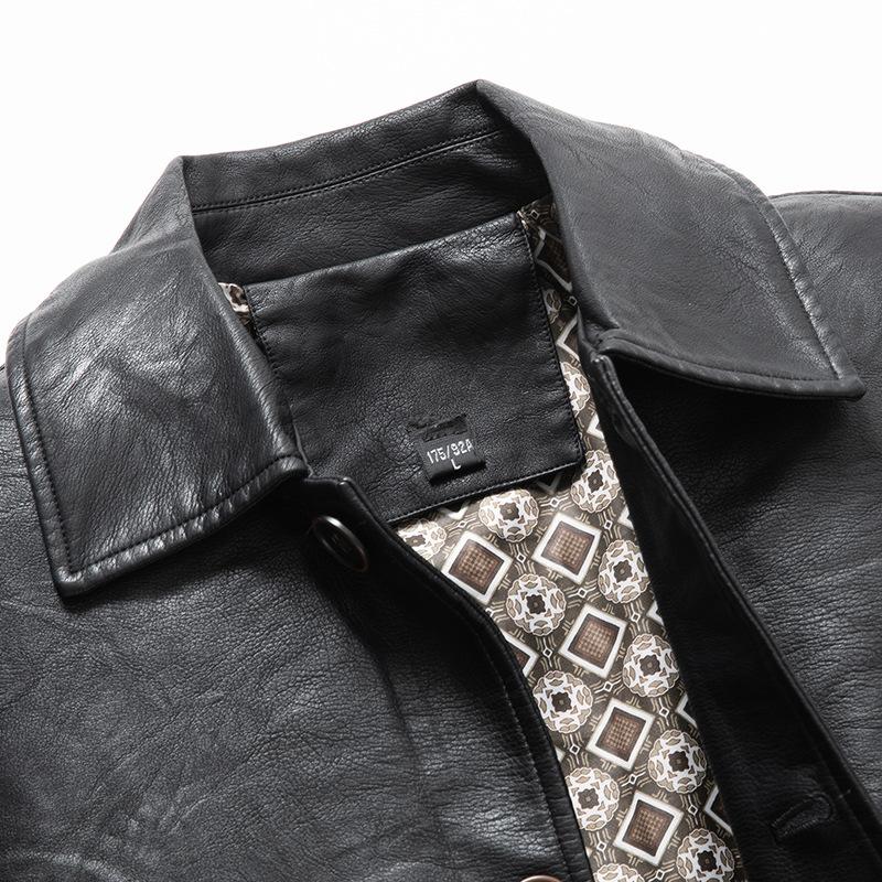 Spring and Autumn New Style Lapel Business Leather Jackets for Men, Fashionable Iron-free Men's Leather Jackets, Casual Leather Jackets, Trendy