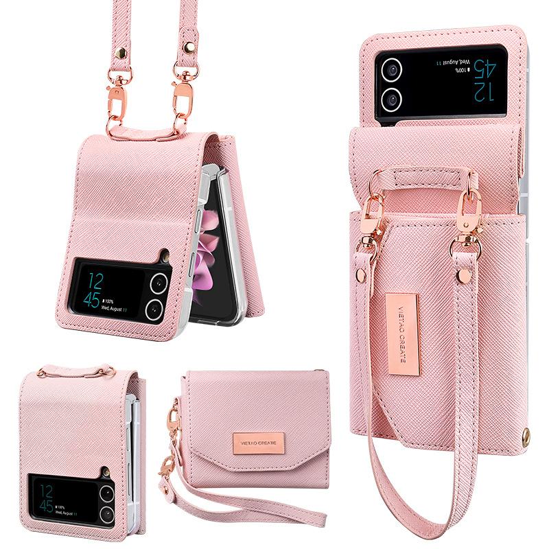 Lanyard Holster Card Case For Samsung Galaxy Z Flip 6 5 4 3 Handheld Wristlet Wallet Purse Cover For Z Flip3 Flip4 Flip5 Flip6