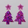 New Glitter Acrylic Christmas Tree Drop Earrings for Women Trendy Colorful Star Plant Statement Earring Xmas Party Jewelry Gifts