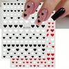 3D Nail Stickers Red Black Heart Love Cute Cartoon Couple Self Adhesive Nail Decals Wrap Slider DIY Manicure Accessories