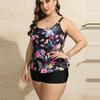 Women's Two Piece Swimdress Tankini Set 2024 Sexy Swimwear Large Size Bikini Monokini Set Summer Swimsuit Beachwear Floral Print