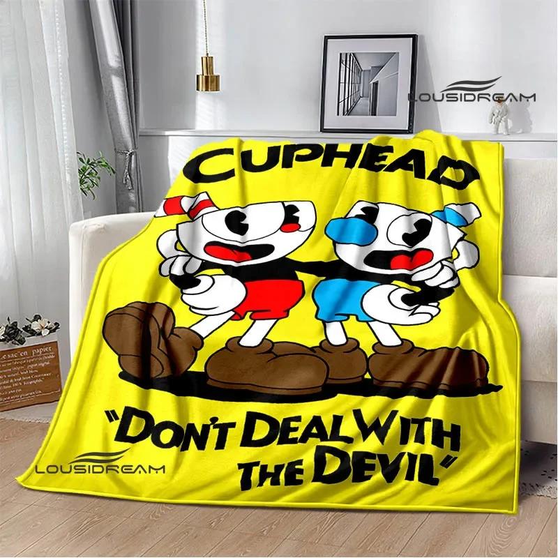 Плед с принтом мультфильма Cuphead Модные постельные принадлежности белая Фланель Теплый плед Мягкий удобный плед Подарок на день рождения