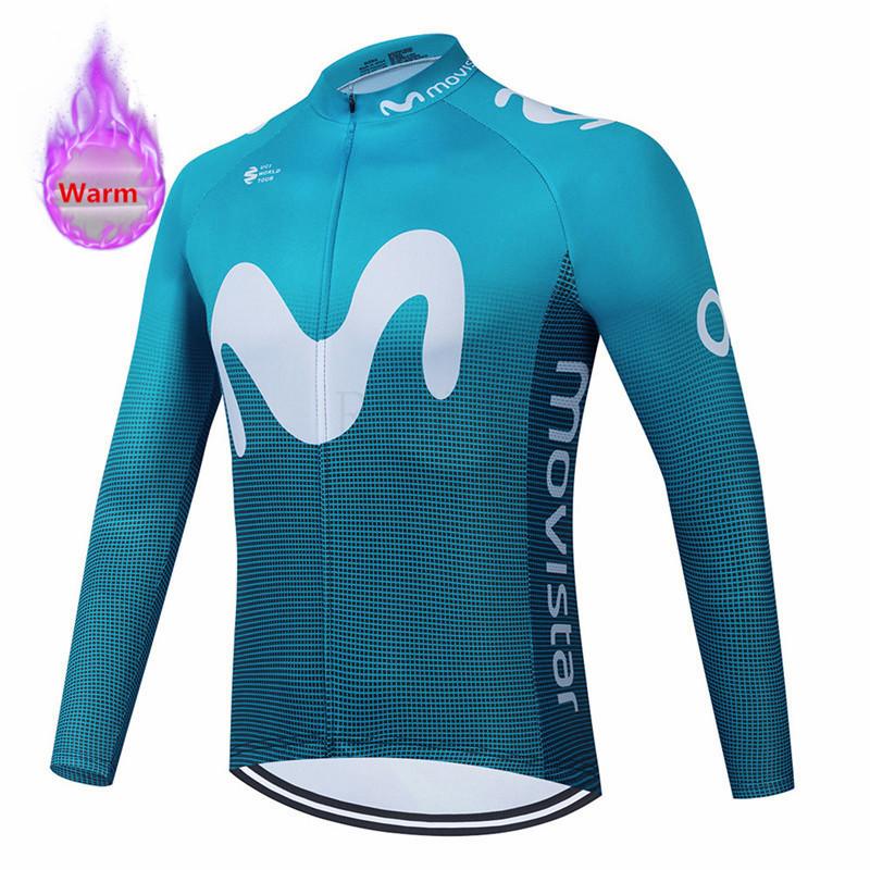Red Movistar Winter Fleece Cycling Jersey Set Mountian Bike Wear Bicycle Clothes Ropa Maillot Ciclismo Hombre Racing Clothing