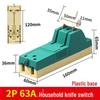 63A 220V Blue Transparent Single-Throw Load Isolator Knife Switch for Single/Two-Phase Household Use.