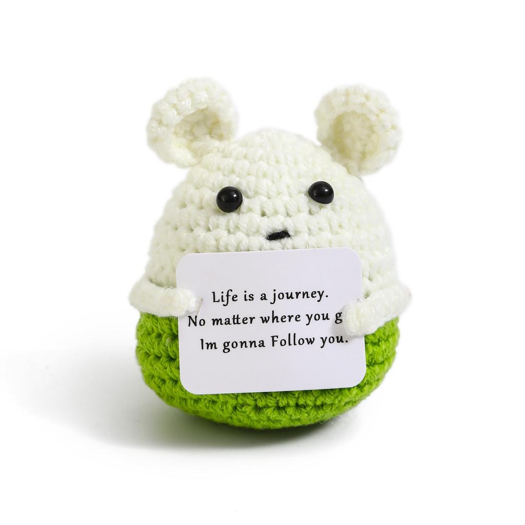 Positive Crochet Potato Doll with Card Handmade Knitted Emotional Support Hug Pocket Cucumber Ornament Room Decor Christmas Gift