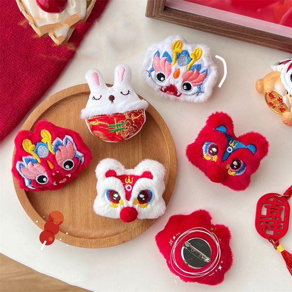 Loong Lion Dance Brooch Lucky New Year Badge Creative Spring Festival Pin Girl