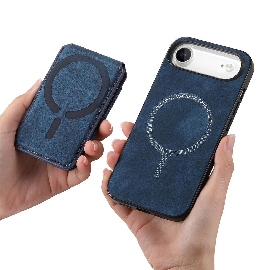 For iPhone Air Case Compatible with MagSafe Leather Back Cover with Detachable Card Holder Kickstand