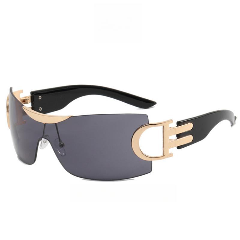 Безрамочные женские солнцезащитные очки Y2K в футуристичном стиле для уличных вечеринок, пляжные аксессуары