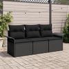3-Piece Garden Canapés with Black Poly Rattan Cushions, 2-Seater Garden Sofa with Storage & Cushions Black Poly 3353892