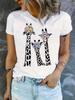 Trendy White Short-Sleeve Tee for Women with Unique Print Designs