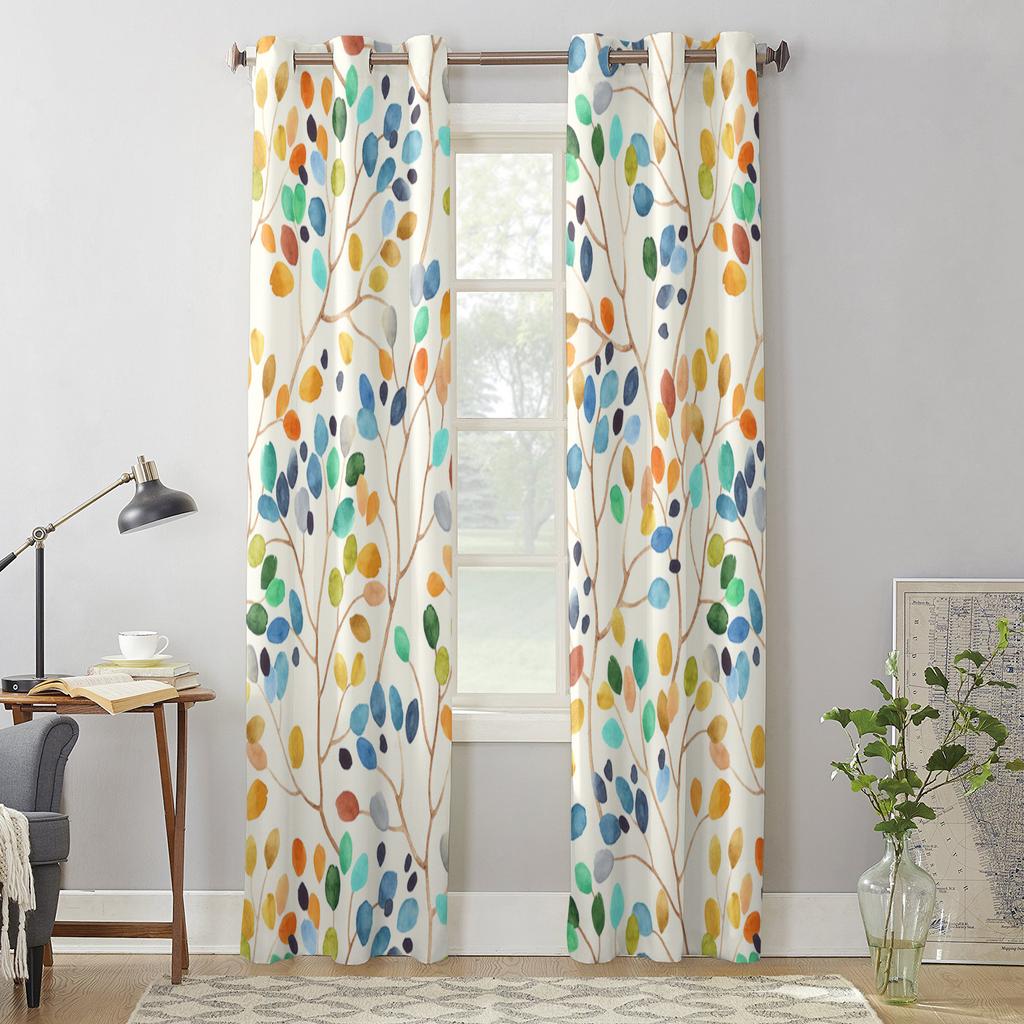 Colorful Leaves Abstract Window Curtains for Living Room Bedroom Curtain Modern Kitchen Blinds Drapes Curtains