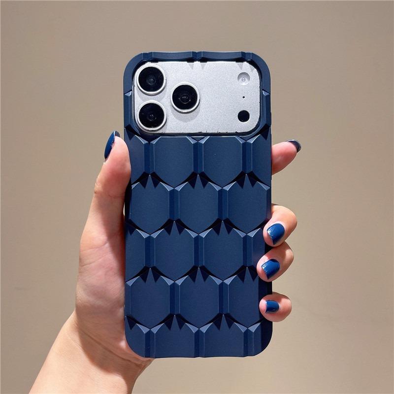 Soft 3D Honeycomb Phone Case For iPhone 12 13 14 15 16 17 Pro Max Shock Proof Candy Bumper Silicone Cases Cover