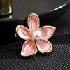 Simple Oil Drop Pink Peach Blossom Brooch Atmospheric Light Luxury Flower Brooch Anti-Light Pin Clothing Accessories