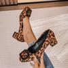 Женская обувь 2024 года, брендовые женские туфли на высоком каблуке с леопардовым принтом, для офиса и карьеры, горячая распродажа, туфли на каблуке с квадратным носком для женщин