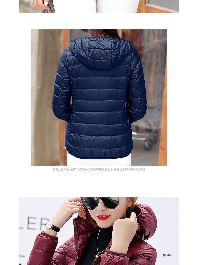Женская стеганая куртка с капюшоном - Короткая, Большого размера, Толстая, Теплая, в корейском стиле, Простая повседневная мода, Легкая верхняя одежда.