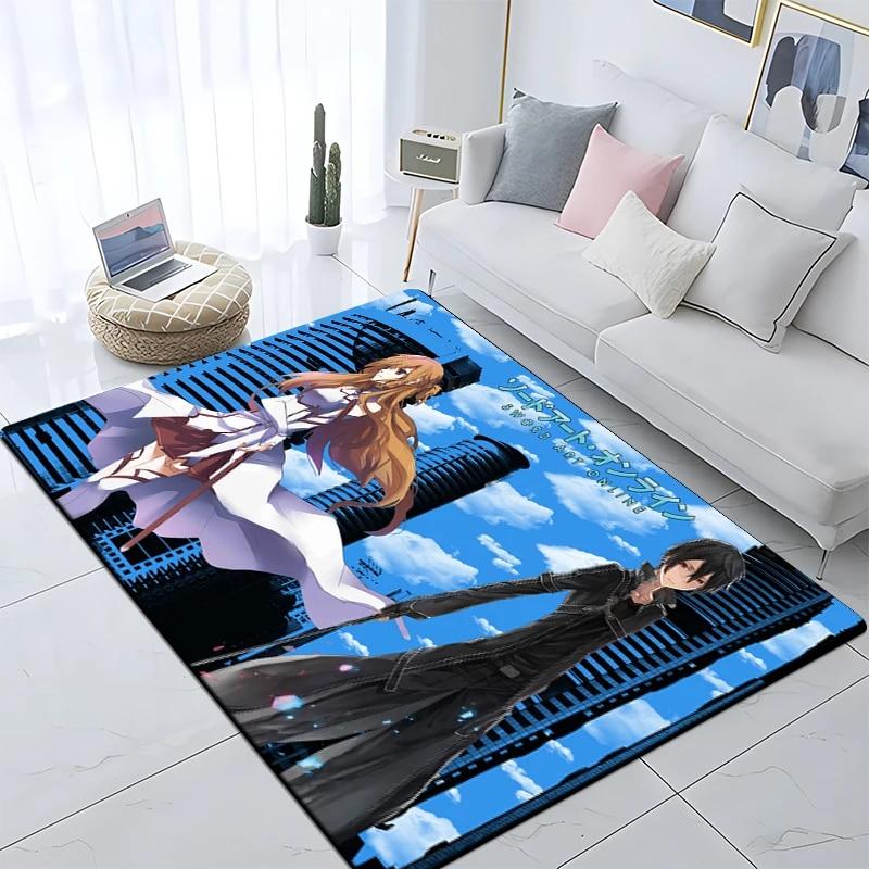 Hot Anime SAO Sword Art Online Modern House Living Room Floor Matte Bedroom Carpet Poster Mat Pattern Decorative Square Rug Gift