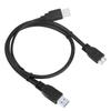 0.5m USB 3.0 Dual USB-A Male To Micro-B Y Cable Power Supply Cord for External Hard Drive