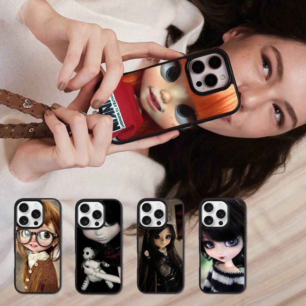 Japanese Korean Retro Doll Dark Baby Artist Black Hard Plastic Phone Case For Iphone 17 Air 16 15 14 13 12 11 Pro Max PC TPU