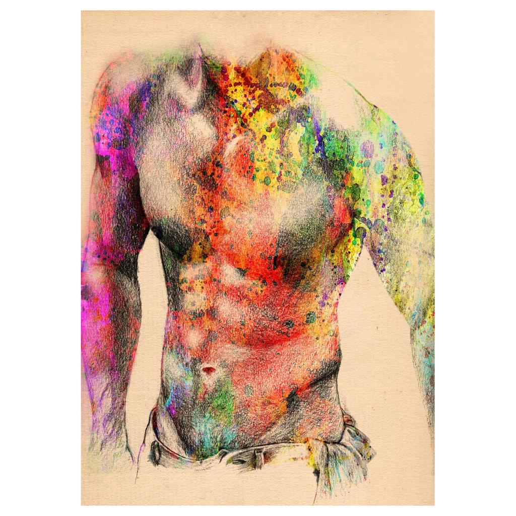 Watercolor Oil Painting Canvas Poster Sexy Nude Man Abstract Body Prints Wall Art Pictures for Room Decor Home Wall Decoration