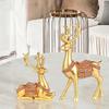 2pcs Crafts Resin Deer Ornaments Minimalist Cute Animal Sculpture Exquisite Creative Elk Statue TV Cabinet