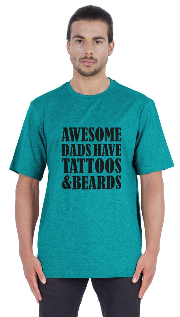 Inkmeso Мужская графическая футболка с круглым вырезом «У потрясающих пап есть татуировки и бороды»