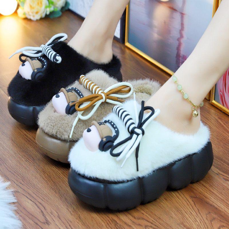 2024 новейшие тапочки из запутанной веревки белого цвета для дома с высоким каблуком, меховые шлепанцы, женские уличные теплые меховые тапочки, домашняя обувь