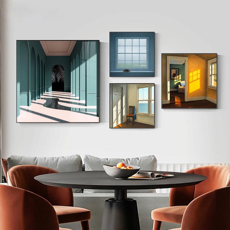 Nordic Window Outside Landscape Scenery Interior Canvas Painting for Living Room Home Decoration Print Picture Wall Art Posters