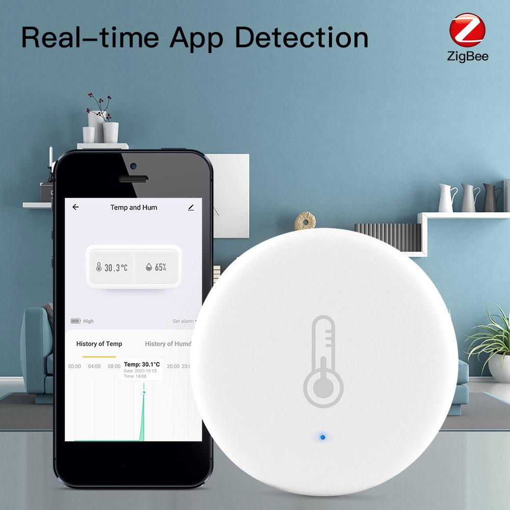 Wi Fi ZigBee Hygrometer Thermometer Smart Temperature Humidity Sensor 30 Days Historical Data Compatible with Alexa