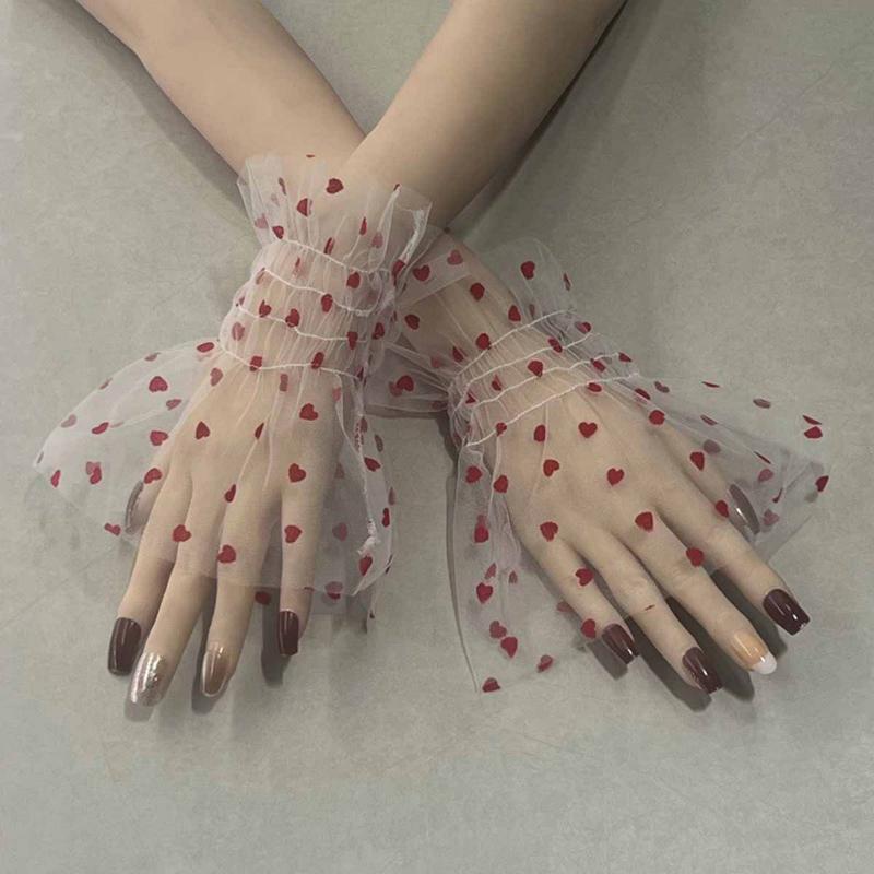 Идеальное Сочетание Элегантный Тонкий Кружевной Съемный Рукав-Клеш Сетчатый Эластичный Свитер Манжеты на Запястье Одежда Декоративный