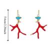 Red Coral Enamel Glaze Earrings Clear Geometric Drop Earrings Irregular Colored Earrings  Party