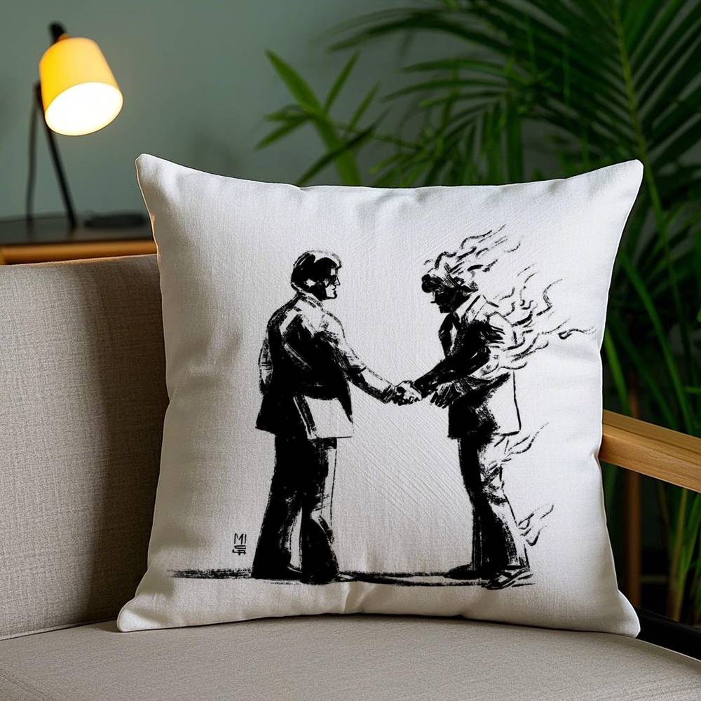 Band P-PinK FloydE Pillow Case Sofa Short Plush Double-sided HD Printing Room Home Office Gift Cushion Cover