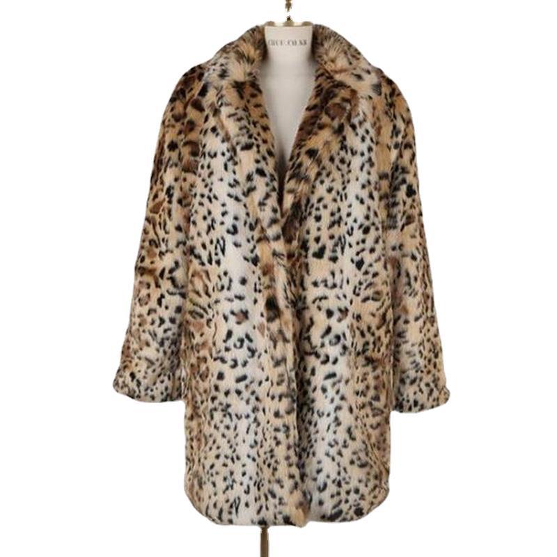 Spring, Autumn and Winter New Specials, Rabbit Fur and Leopard Print Imitation Fur Jacket, Fashionable Medium and Long Fur Coat, Women's Tide To Keep