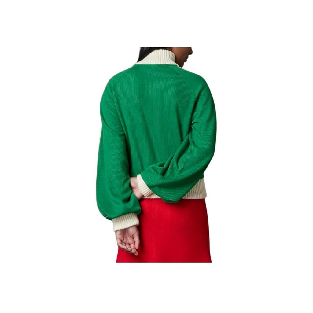 Adidas Оригинальная спортивная куртка на молнии с вышитым трилистником в полоску и цветными блоками, женская спортивная куртка, зеленая IB2025