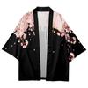 Элегантный кардиган-кимоно с розовым цветочным принтом, укороченная рубашка, халат, кардиган, топы-высококачественная женская и мужская азиатская одежда 4XL