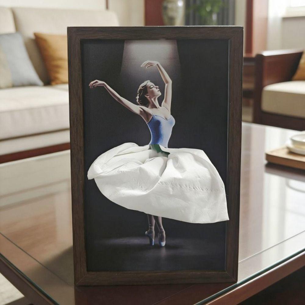 Luxury Art Wooden Tissue Box Elegant Design Napkin Holder Ballet Tissue Box Desktop Decor