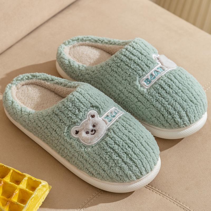 Парные тапочки для зимнего домашнего и внутреннего использования, нескользящие, утолщенные, теплые, милые плюшевые хлопковые тапочки для женщин