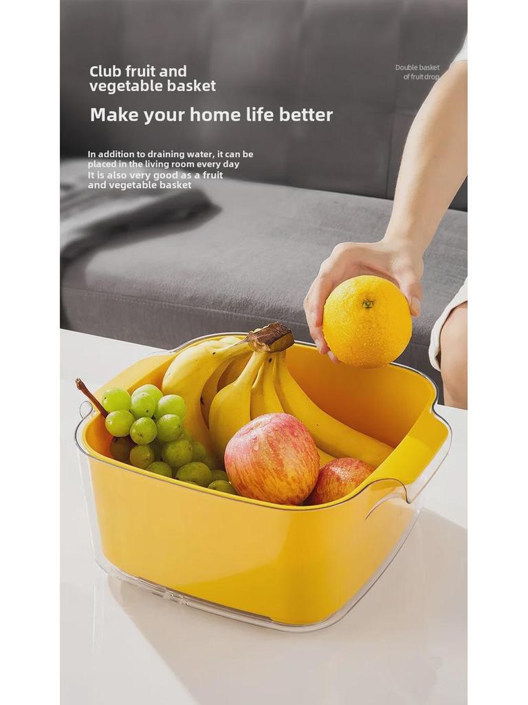 Двухслойная раковина для мытья овощей и сливная корзина - Пластиковая тарелка для фруктов и фильтр для мойки для кухни