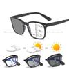 Unisex Folding Multifocal Reading Glasses Women Smart Foldable Pochromic Eyeglasses Men Square Portable Far Sight Sunglasses