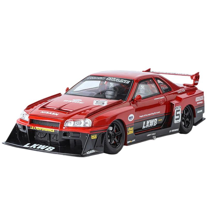 1/24 Nissan GTR R34 Technical Modified Alloy Car Model with Sound Light Features Kids Toy Collectible Gift Sports Car Decor Holiday Gift