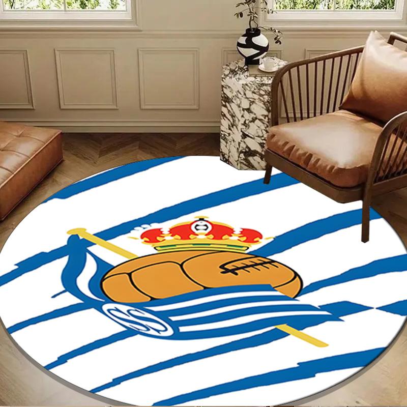 1PC Royal Football Emblem Round Rug for Livingroom,Bedroom, Palyroom, Chair Rug, Area rug, Circle Carpet, Large Size Fan Christmas gift