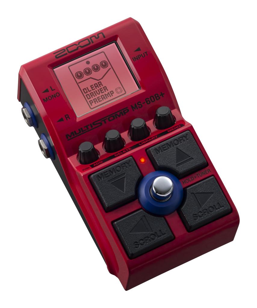Педаль ZOOM Multi Stomp Pedal Red, оснащенная 97 типами моделей для бас-гитары, эффектами/усилителями MS-60B+